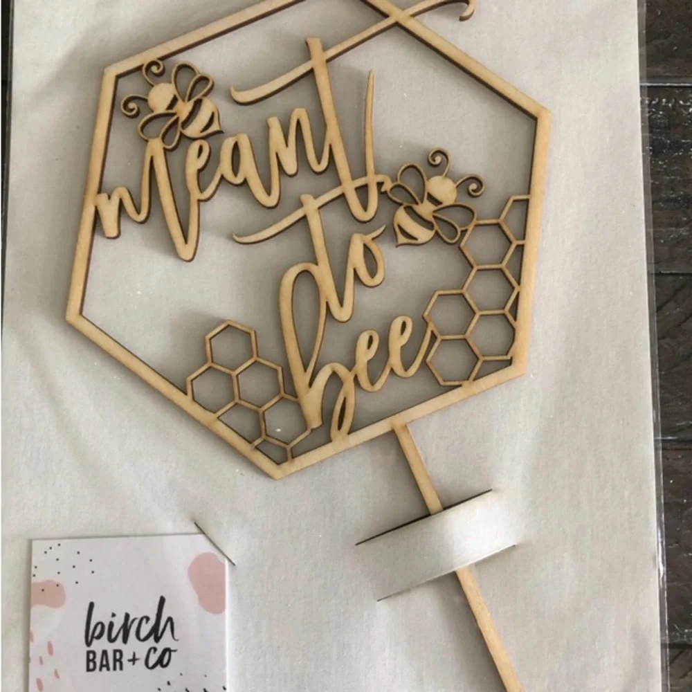 Elegant Brown Hexagonal Cake Topper Party Supplies